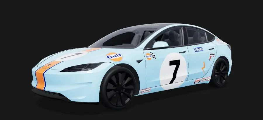 Model 3(2024+) Performance에 적용한 Gulf Racing 랩.
