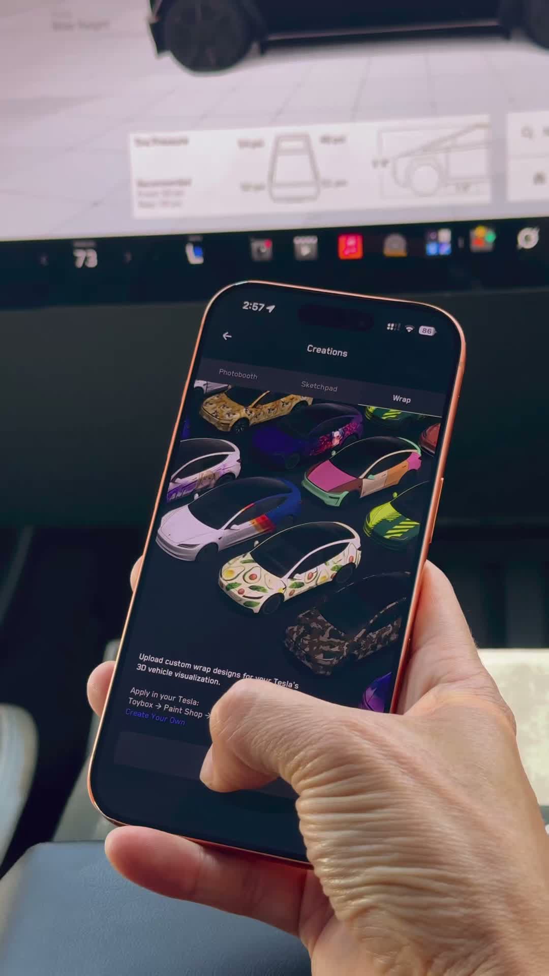 Video reference: the Wrap tab inside Creations.